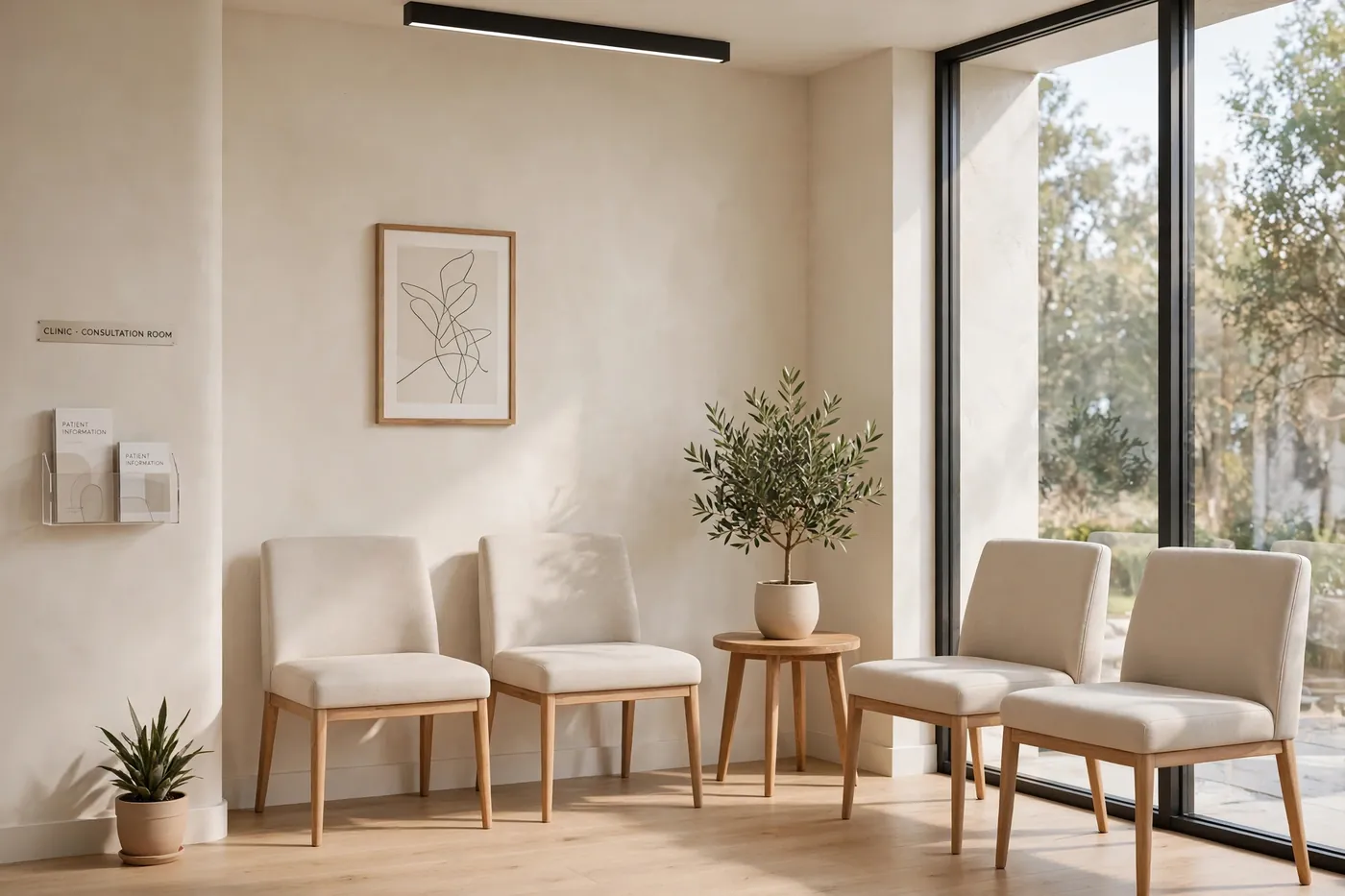 Minimalistyczna poczekalnia kliniki